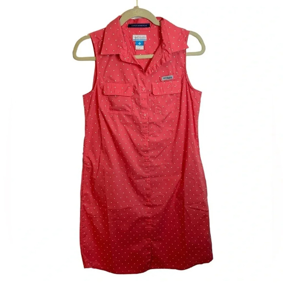COLUMBIA WOMENS POLKA DOT BUTTON FRONT DRESS - Picture 1 of 5
